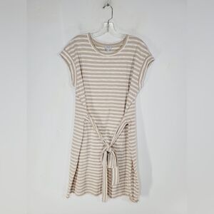 J. Crew Beige Striped T-Shirt Mini Dress, Size Large